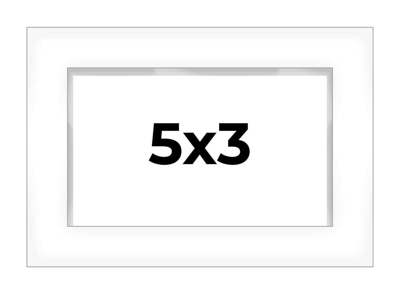 5x3 Shadow Box 3/4" Depth White Picture Frame - UV Acrylic, Backing, Hanging Hardware